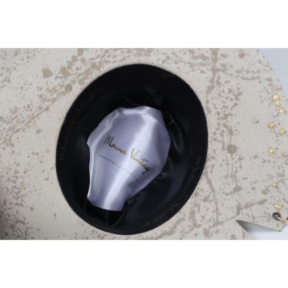 Monna Vintage Ivory Wool Gold Plated Charms Chain Rings Embellished Cowboy Hat S main image 13